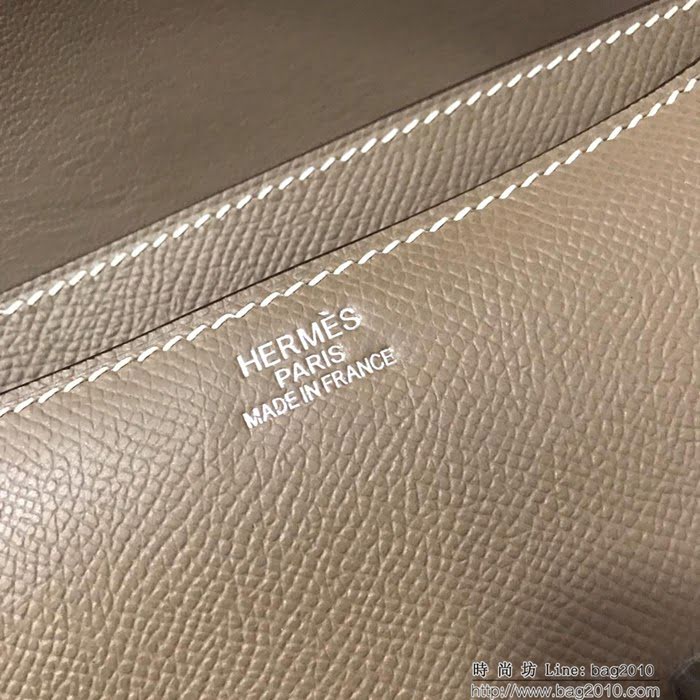 HERMES愛馬仕 H空姐包 進口原廠EP皮 頂級蜜蠟製作 街拍必備單品 大象灰金銀 單肩斜挎包  Ama1576